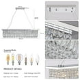 thumbnail image 3 of 39.4" Modern Crystal Chandelier for Dining Room 8-Light White Rectangle Raindrop Chandelier Contemporary Rectangular Pendant Light Fixture for Kitchen Island Bar(Bulb Not Included), 3 of 9