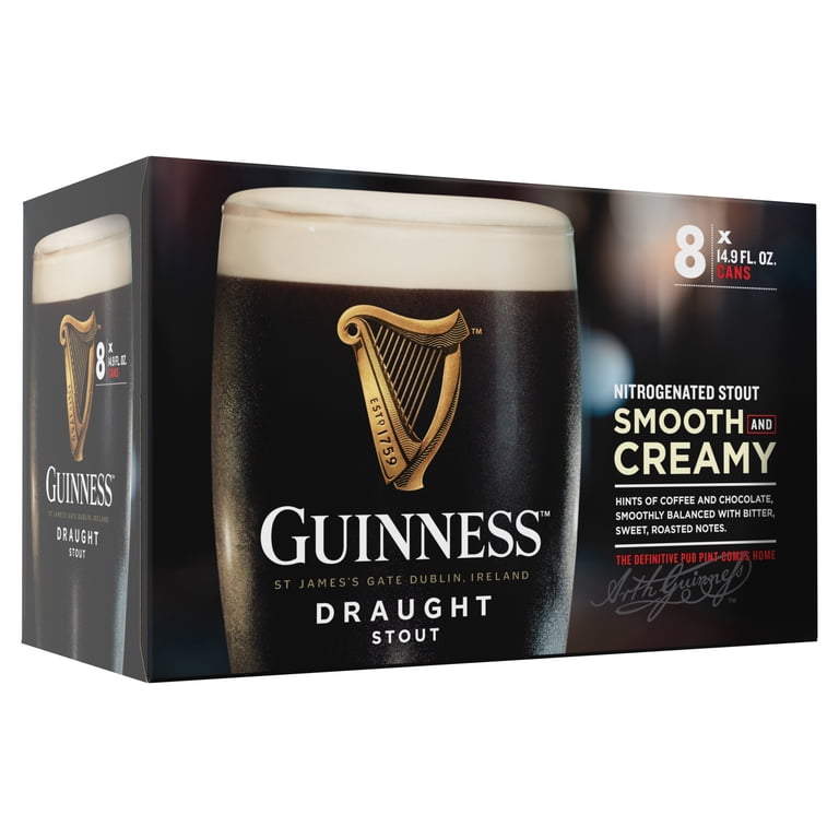 Guinness Draught Stout, 14.9 fl oz Can, 8 Pack, 4.2% ABV, Smooth Guinness Draught Stout, 14.9 fl oz Can, 8 Pack, 4.2% ABV, Smooth