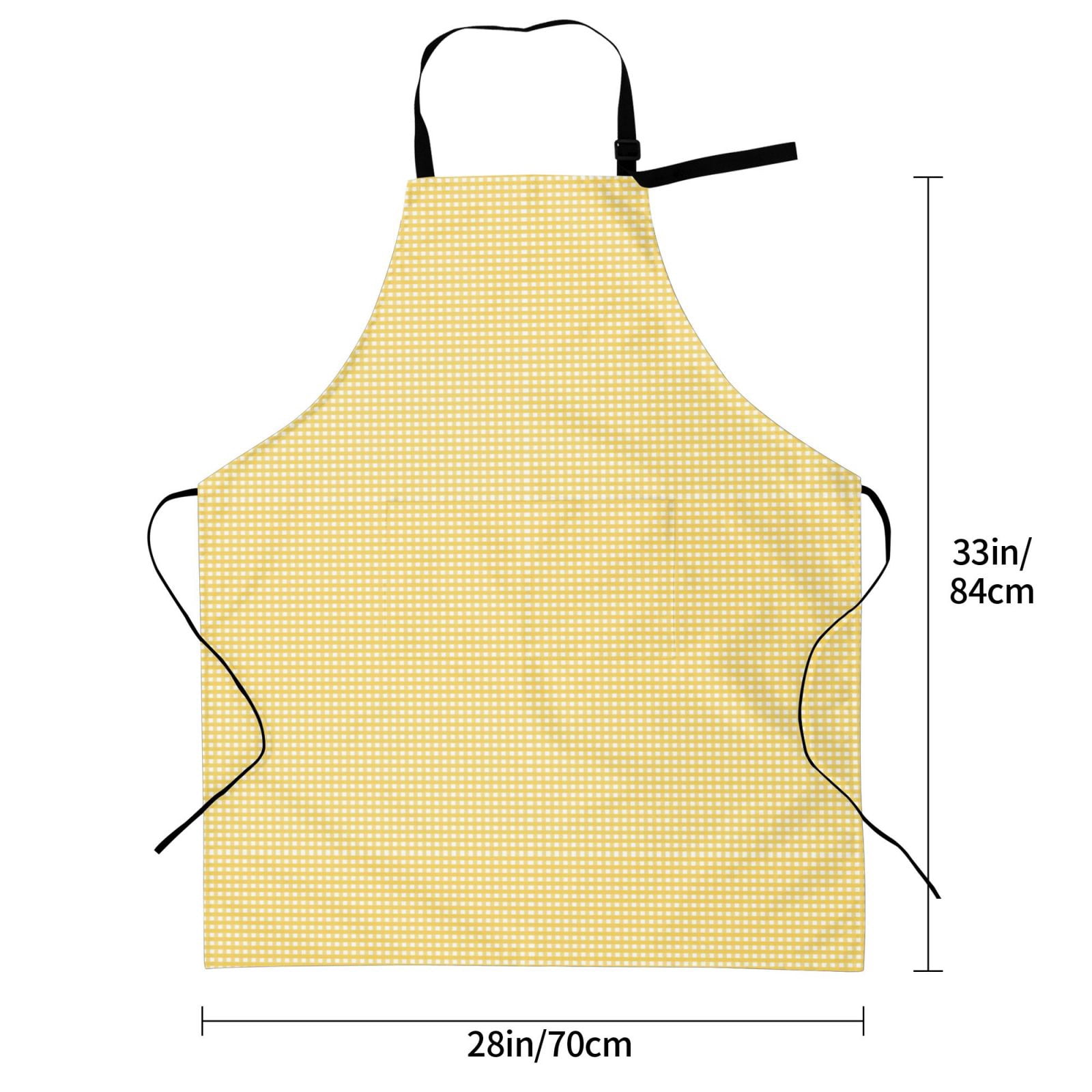 Kdxio Yellow Gingham Apron with Pockets Adjustable Kitchen Aprons for Men Women Waterproof Aprons for Cooking,Drawing,Crafting, Baking Household Cleaning