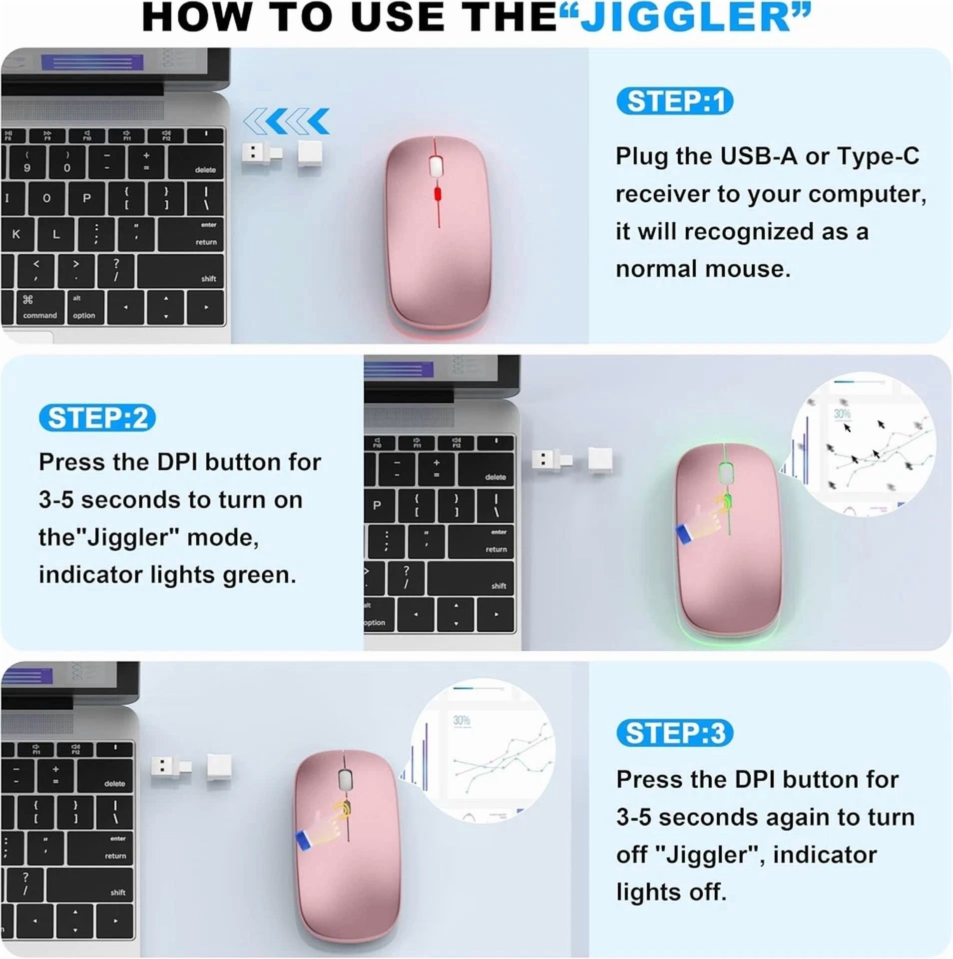 BUTTERFLY- Bluetooth Led 2.4G Wireless Mouse Luminous Slim Design For Laptop - Rose Gold