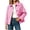 Pink, variant on Plaid Jackets for Women Button Down Cropped Jacket Casual Loose Lapel Long Sleeve lightweight Jacket