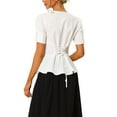 thumbnail image 3 of INSPIRE CHIC Women's Victorian Blouse Short Sleeves Steampunk Lace Up Vintage Top XS White, 3 of 6