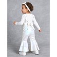 thumbnail image 6 of Miaeowve Toddler Baby Girls Retro 70s Outfit Disco Flared Jumpsuit Sleeveless Sparkly Bodysuit Ivory 6-12M, 6 of 7