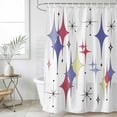 thumbnail image 6 of Red Purple Diamond Shower Curtain, Waterproof Shower Curtains for Bathroom, Modern Geometric Middle Century Retro Washable Fabric Bathtub Curtain Set Bath Decor with 12 Hooks Long 72"x84", 6 of 6