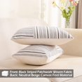 thumbnail image 3 of Black and Beige 12x20 Farmhouse Pillow Covers Set of 2 Black Linen Striped Patchwork Boho Lumbar Pillow Cover for Living Room Couch and Sofa, 3 of 6