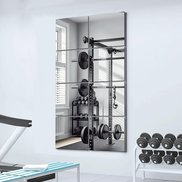 Espejo de pared Delma Home Gym de 30 x 30 cm, 8 unidades, sin marco