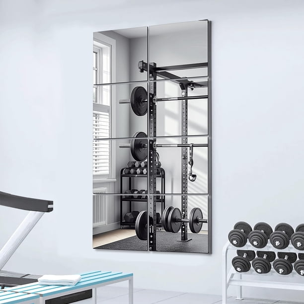 Espejo de pared Delma Home Gym de 30 x 30 cm, 8 unidades, sin marco