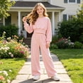thumbnail image 2 of Mnyotv Back To School Outfits for Girls Sweet Long Sleeve Crop Sweatshirt and High Waisted Pants Size 7-8 Years, 2 of 7
