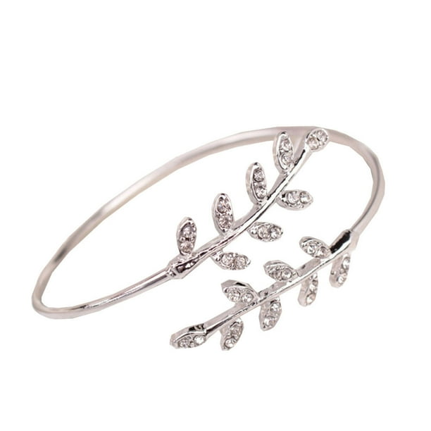 Fiudx Brazalete Abierto con Diseño de Hojas para Mujer