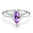 thumbnail image 3 of Gem Stone King 10K White Gold Purple Amethyst Engagement Ring for Women | 0.41 Cttw | Marquise 8X4MM | Gemstone February Birthstone | Size 9, 3 of 6