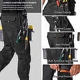 thumbnail image 3 of liyiyiyia Cargo Pants for Men Stretch Work Pants Water Resistant Utility Safety Pants Construction Work wear Trousers Black 36, 3 of 8