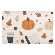 Yayeee Doormat for Indoor Entrance 32" x 20" Non Slippery Floor Rug, Hand Drawn Pumpkin