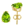 thumbnail image 2 of Mauli Jewels Ear Rings for Women 0.9 Carat 6x4 Pear Shape Peridot Earrings Carat 14k Yellow Gold 4-prong, 2 of 5