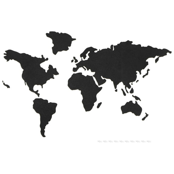 Navaris Cork Board World Map - Self-Adhesive Corkboard Continents for Wall to Pin, Plan, Document Travels - With 18 Cork Pieces and 10 Pins - Black