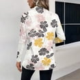 thumbnail image 4 of Women's Fashion Athleisure Long-Sleeve Vintage Floral Butterfly Print Stand Collar Polo Shirt Top, Comfortable & Skin-Friendly & Breathable, Gifts for Women, 4 of 5