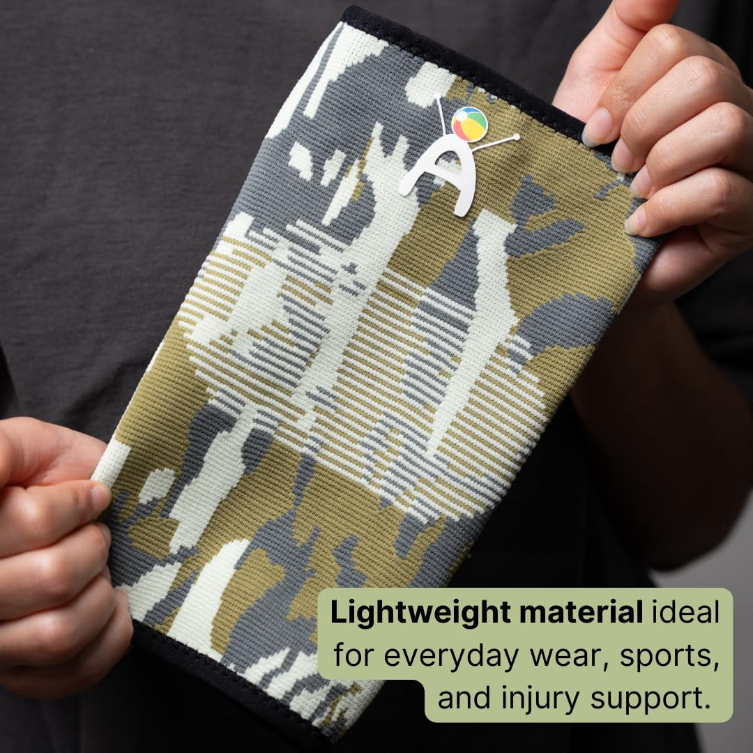 Kids Knee Brace Sleeve – Youth Knee Compression Support for Children | Knee Pain Relief & Sports Use – Boys & Girls Sizes for Basketball, Gymnastics, & Everyday Wear (1, Green Camouflage, Small)