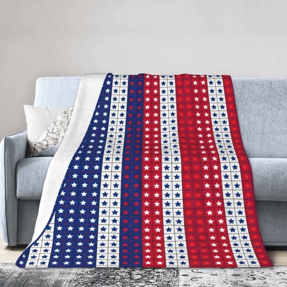 Patriotic Throw Blanket, Stars and Stripes American Flag Design Blanket, Cozy Home Decor for Sofa Couch Bed, 4th of July Gift 50x40