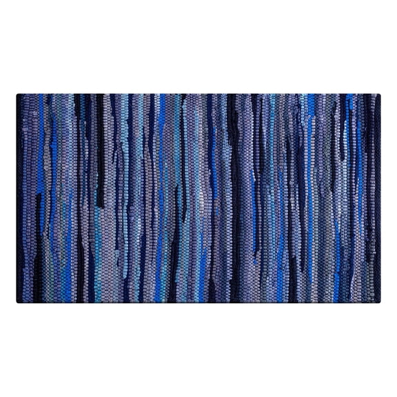 Savi Home Hand Woven Cotton Chindi Rug, Navy, 20 x 32 inch
