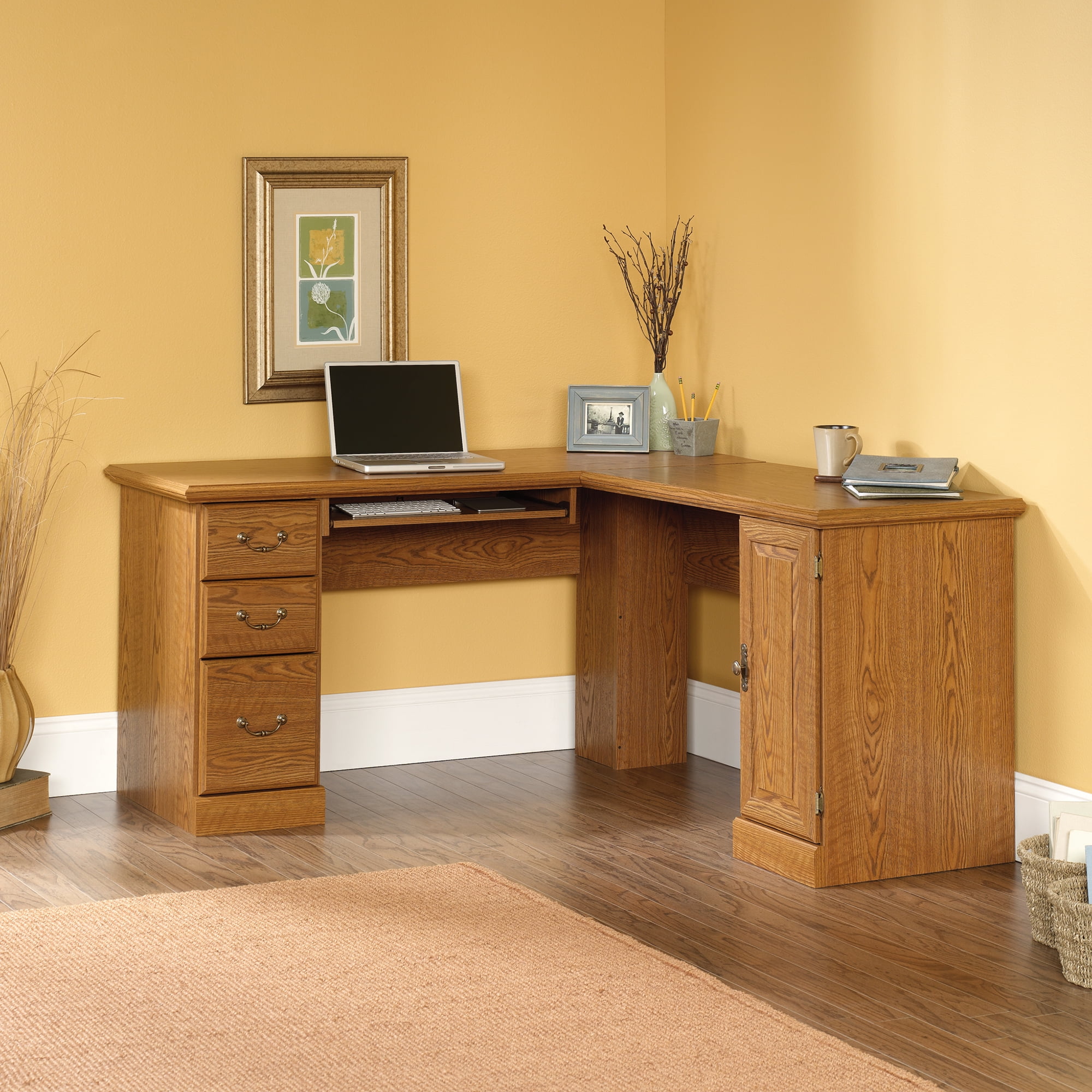 Sauder Orchard Hills Corner Computer Desk Carolina Oak Finish