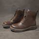 thumbnail image 3 of NECHOLOGY Botas Mujer Adulto Femenino Zapatos Botines de mujer Moda mujer color sólido cómodos tacones cuadrados con cordones botines cortos zapatos de punta redonda (Brown, 7), 3 of 5