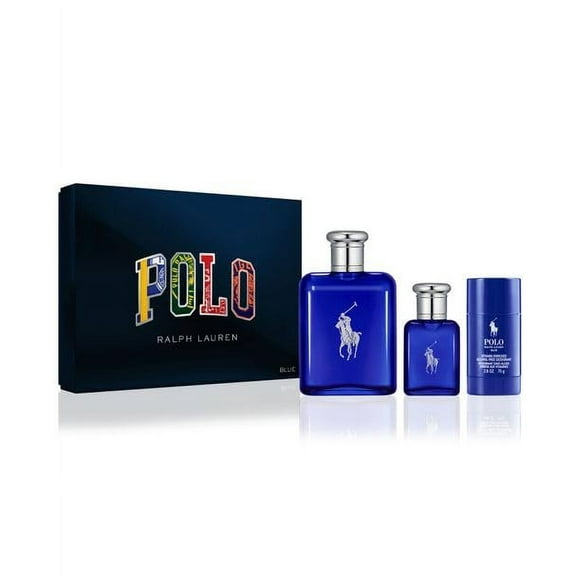 Ralph Lauren - Polo Blue - Perfume Gift Set, Eau De Toilette - Full Size, Mini & Deodorant Men's Cologne - Aquatic & Fresh - With Citrus, Bergamot, and Ver