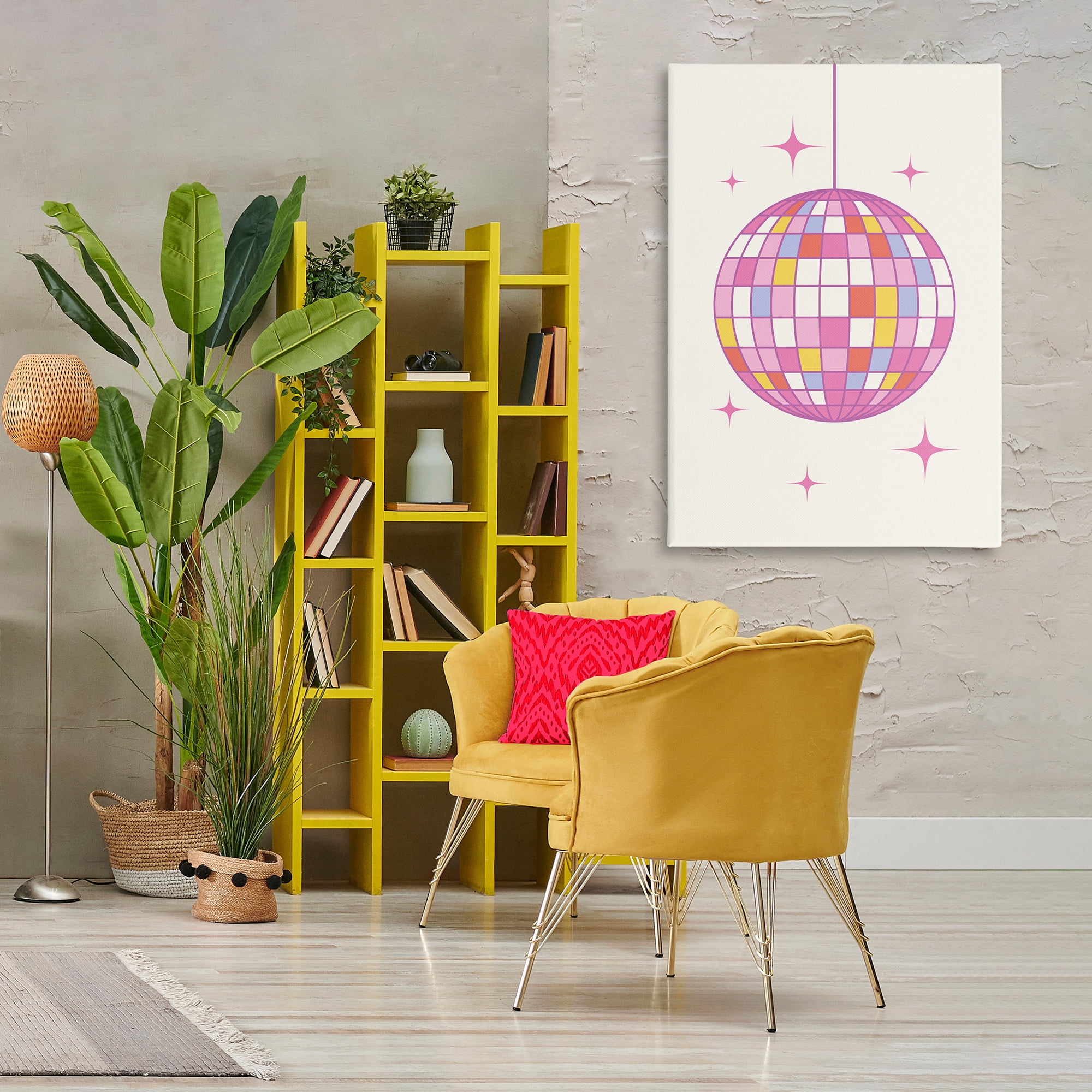 Stupell Industries Pastel Disco Ball Entertainment Painting Wrapped Canvas Art Print Wall Art, 30 x 45