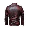 thumbnail image 3 of Chaqueta De cuero con cuello De piel extraíble para Hombre, abrigo ajustado De lana para motocicleta, rompevientos, invierno, 2024, 3 of 5