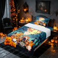 thumbnail image 3 of Homewish Halloween Theme Twin Sheets, Gnome Pumpkin Bedding, Navy Blue Orange Black, 3 Pieces (1 Flat Sheet, 1 Fitted Sheet and 1 Pillowcase), 3 of 6