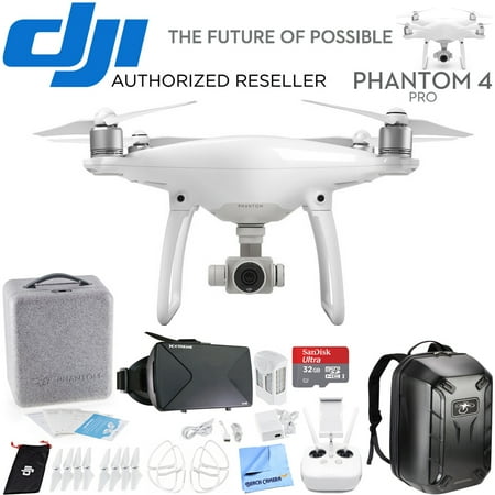 Remote Viewer - DJI Phantom 4 Pro Quadcopter Drone CP.PT.000488 Travel Bundle includes Drone, Hardshell Backpack, Intelligent Flight Battery, 4 Propeller Guards, 32GB MicroSD Memory Card and Virtual Reality Viewer