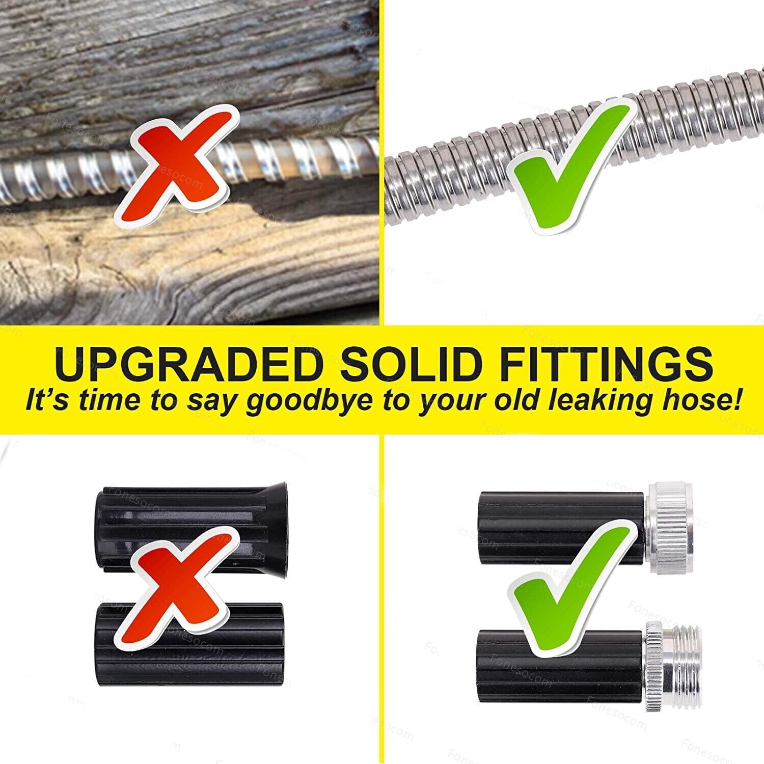 Stainless Steel Metal Garden Water Hose Flexible Hose Pipe Home Kink Free Hose - 25/50/75/100FT