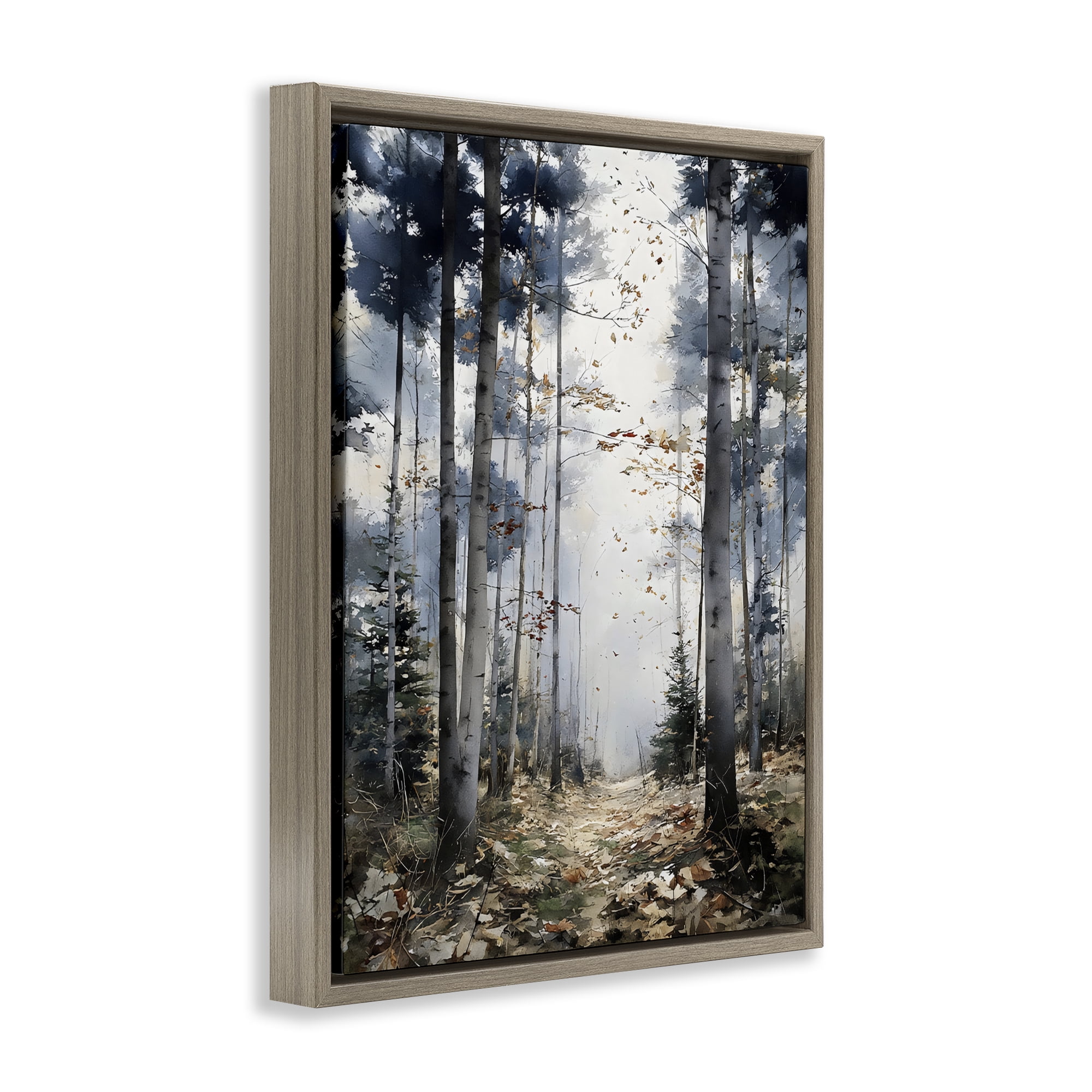Stupell Industries Cold Woods Birch Forest Brown Framed Floater Canvas Wall Art, design by Franklyn Gregory
