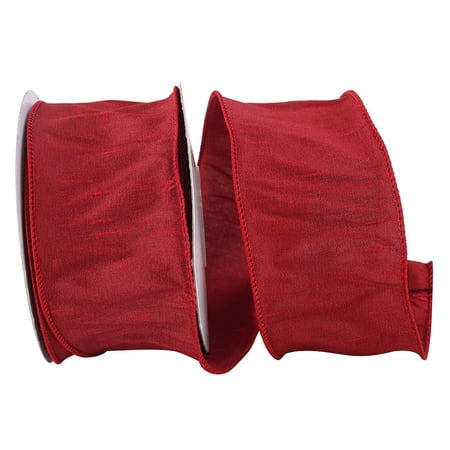 Reliant Ribbon - 92975W-908-40F Dupioni Supreme Wired Edge Ribbon Scarlet 2-1/2 Inch 10 Yards