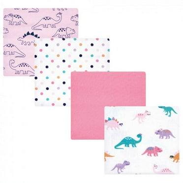 Hudson Baby Infant Girl Cotton Flannel Receiving Blankets, CuteASaurus, One Size