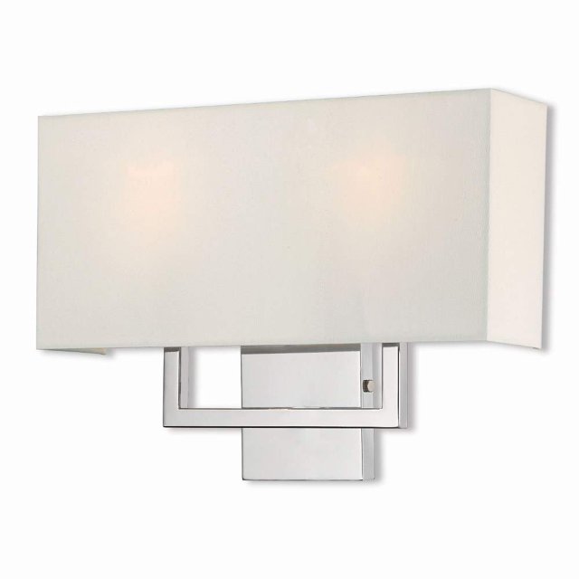 Livex Lighting Pierson Contemporary Wall Sconce Polished Chrome Off-White Shade