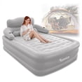 thumbnail image 6 of Hurber Inflatable Bed Double Leak-Proof mattress with Electric Pump & Pillows Removable Backrest Multifunctional Foldable Air Sofa Guest Bed, 600lb Max(Gray, Queen Size), 6 of 8