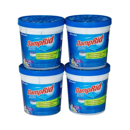DampRid Lavender Vanilla Refillable Absorber Traps Moisture for Fresher, Cleaner Air, 4 Pack, Blue, 10.5 Ounces