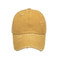 thumbnail image 4 of Toptie Women 3-Stripe Ponytail Baseball Cap Distressed Washed Messy High Bun Ponytail Hat-Yellow, 4 of 7