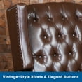 thumbnail image 2 of CONSDAN Recliner Chair, Leather Recliner Sofa with Soft High-Resilience Cushion, Home Theater Sofa Chair with Solid Wood Feet, Living Room Chair with Button Tufting and Nailhead Trim, Brown, 2 of 9