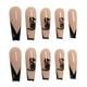 thumbnail image 4 of 24 piezas de uñas postizas largas uñas acrílicas ballet francés uñas negras con diseño de dragón uñas con uñas para mujeres y niñas, 4 of 5