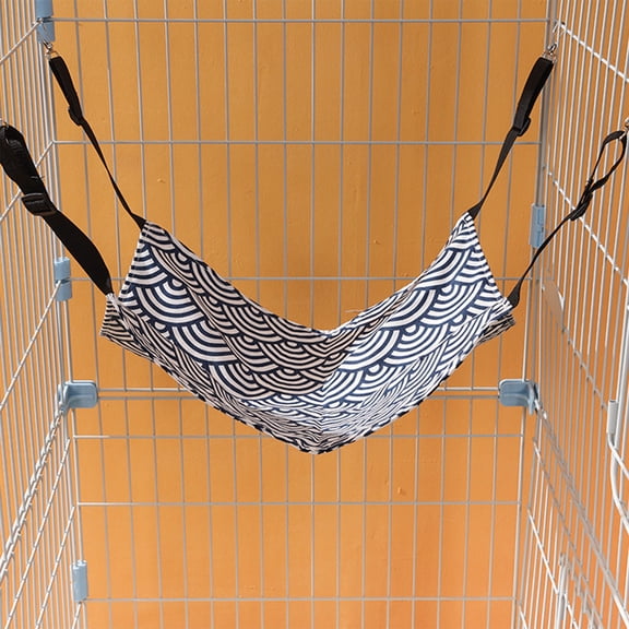 Adjustable Hanging Cat Hammock Bed, Breathable Fabric Cage Swing Perch with Adjustable Straps, Washable Comfort Resting Sling for Indoor Cats Kittens Small Puppies, Space Saving Pet Cage Accessory