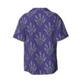 thumbnail image 2 of Vsdgher Lavender Flowers Print Men's Wrinkle Free Untucked Cuban Shirt Business Casual Button Down Shirts Short Sleeve Shirt, 2 of 7