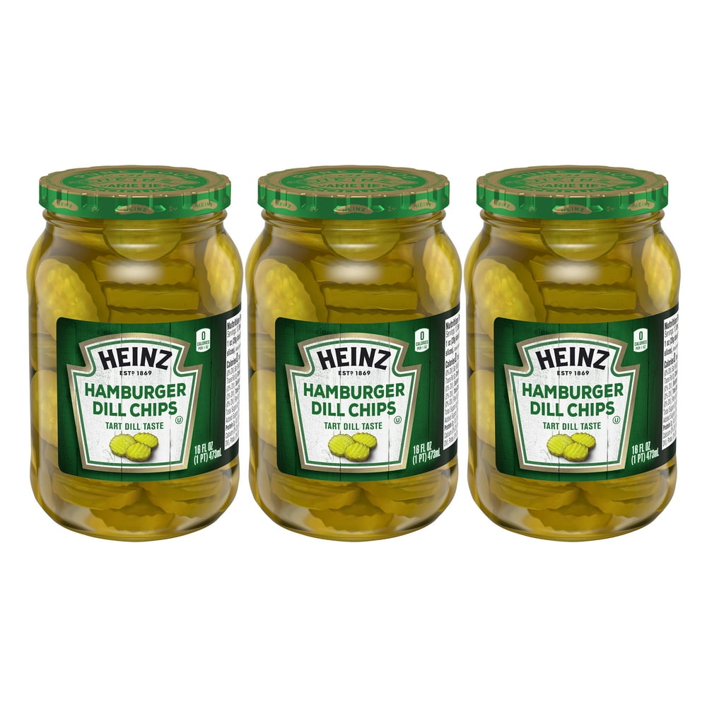 Heinz Hamburger Dill Pickle Chips, 16 fl oz (3Pack)
