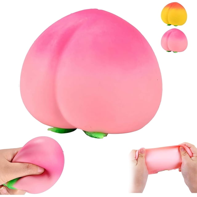 Lekihaqq Peach Slow Rising Stress Relief Toy Realistic Peach Shaped Fruit Balls Soft Flexible Fidget Toys Decompression Gift For Adults Kids