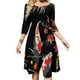 thumbnail image 1 of Vestido acampanado con nudo en forma de corazón y diseño de moda de carpa japonesa, vestido holgado de talla grande, carpa japonesa, pez koi japonés, Japón, Asia, 1 of 6