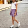 thumbnail image 4 of Amidoa Girls Summer Outfits 2 Piece Short Sleeve Cute Top and Pleated Skirt Kids Clothing Sets Purple Size 4-5 Yeas, 4 of 7