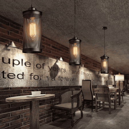 Mrosaa Vintage Industrial Ceiling Lamp Chandelier Pendant Light Hanging Fixture Black With Light Bulbs Home Decor For Kitchen Living Room Coffee Shop