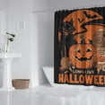 thumbnail image 2 of Vintage Halloween Spooky Shower Curtain for Bathroom Creepy Pumpkin Shower Curtain Set with Hooks 72 x 72 Inches Halloween Scary Pumpkin Black Cat Bathroom Decor, 2 of 6