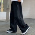 thumbnail image 6 of UACY Boy's Athletic Sweatpants Wide Leg Casual Fall Letter Sports Elastic Waist Baggy Pants Kids' Youth Open Bottom Sweatpant (Black, 7-8 Years), 6 of 7
