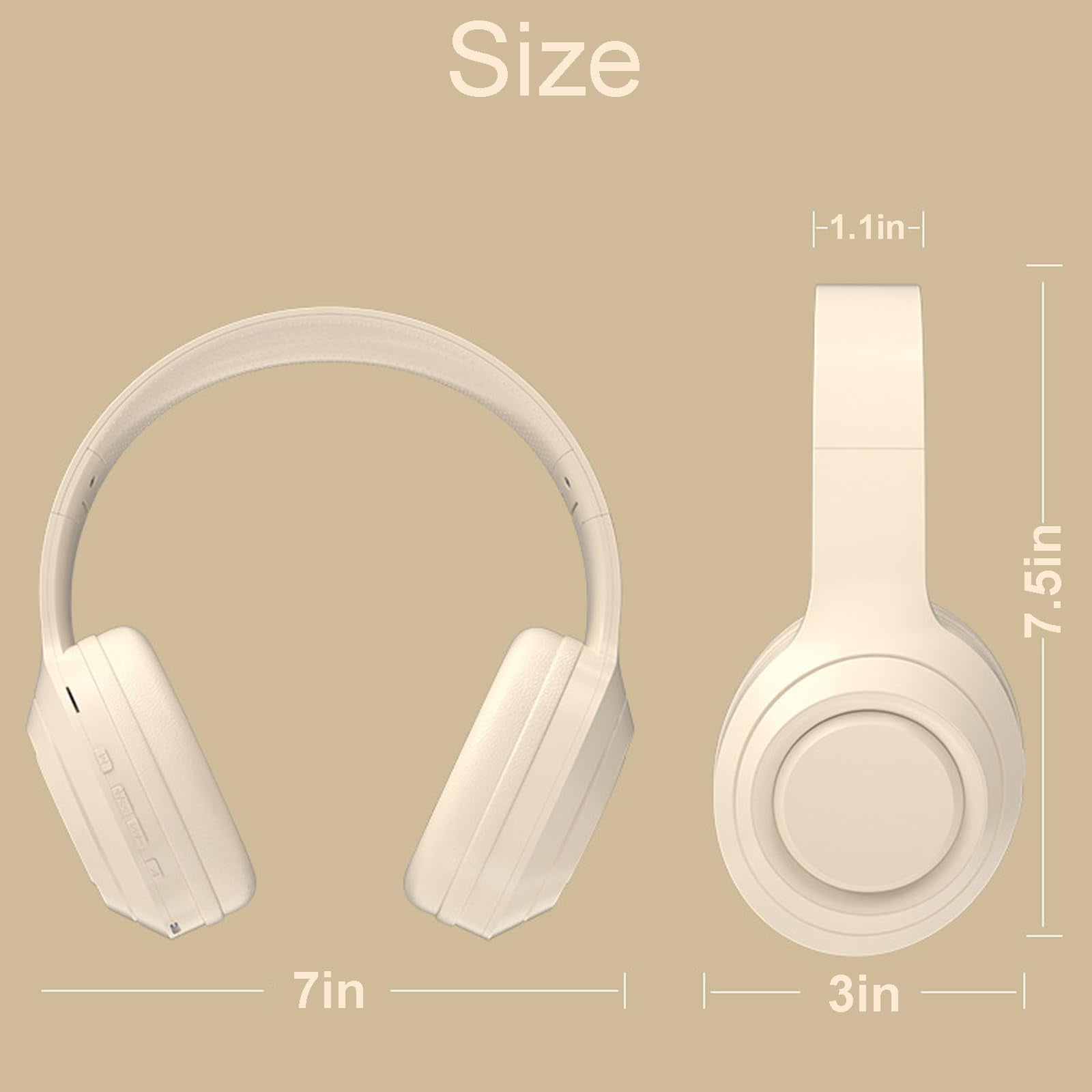Wireless Bluetooth Headphones, Foldable Over-Ear Headset with Hi-Fi Stereo Sound, Built-in Mic for Gaming/Office/Online Class, Lightweight, 40-Hour Battery Life