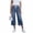 Blue, variant on LJEFF Womens Denim Capris with Pockets, Casual Baggy Elastic Waist Wide Leg Drawstring Jeans Blue